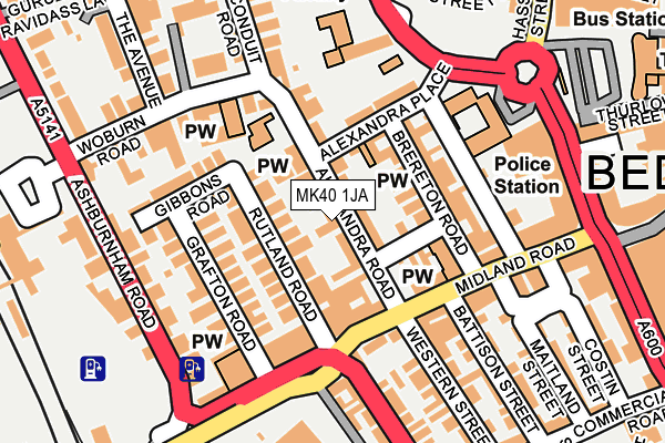 MK40 1JA map - OS OpenMap – Local (Ordnance Survey) MK40 1JA map - OS OpenMap – Local (Ordnance Survey)
