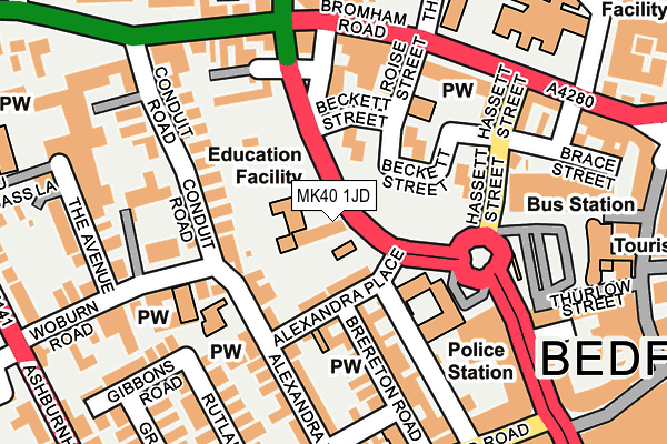 MK40 1JD map - OS OpenMap – Local (Ordnance Survey) MK40 1JD map - OS OpenMap – Local (Ordnance Survey)