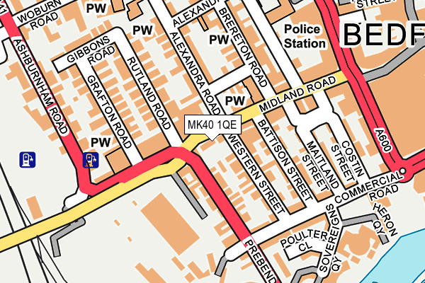 MK40 1QE map - OS OpenMap – Local (Ordnance Survey) MK40 1QE map - OS OpenMap – Local (Ordnance Survey)