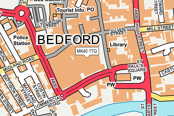 MK40 1TQ map - OS OpenMap – Local (Ordnance Survey)