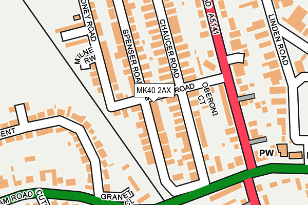 MK40 2AX map - OS OpenMap – Local (Ordnance Survey)
