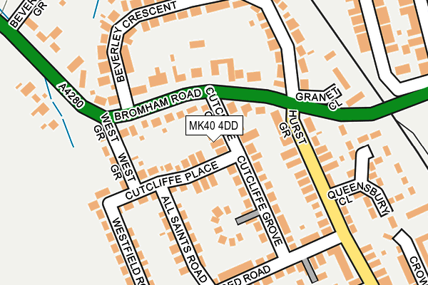 MK40 4DD map - OS OpenMap – Local (Ordnance Survey) MK40 4DD map - OS OpenMap – Local (Ordnance Survey)