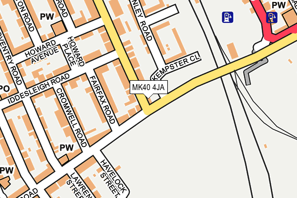 MK40 4JA map - OS OpenMap – Local (Ordnance Survey) MK40 4JA map - OS OpenMap – Local (Ordnance Survey)