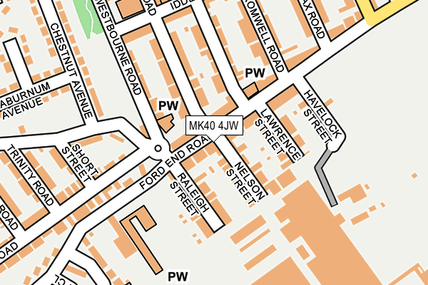 MK40 4JW map - OS OpenMap – Local (Ordnance Survey) MK40 4JW map - OS OpenMap – Local (Ordnance Survey)