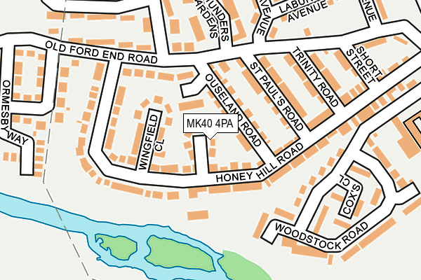 MK40 4PA map - OS OpenMap – Local (Ordnance Survey)