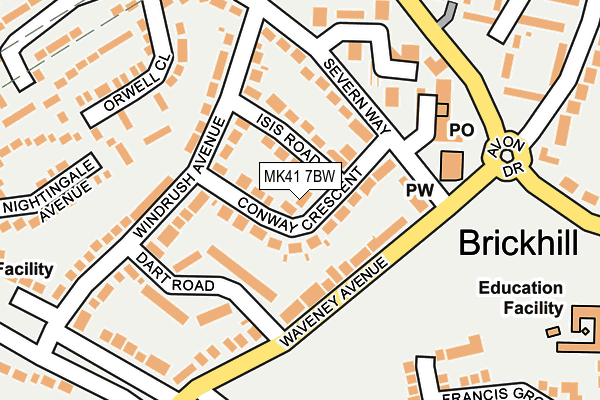 MK41 7BW map - OS OpenMap – Local (Ordnance Survey)