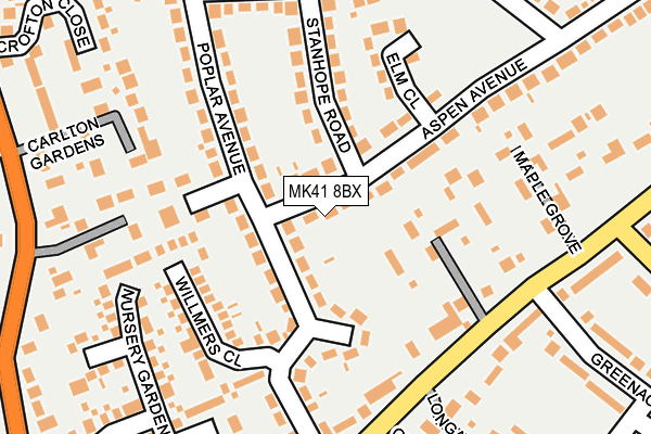 MK41 8BX map - OS OpenMap – Local (Ordnance Survey) MK41 8BX map - OS OpenMap – Local (Ordnance Survey)