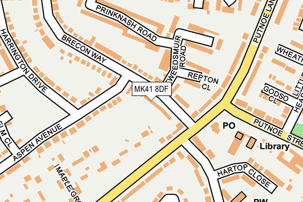 MK41 8DF map - OS OpenMap – Local (Ordnance Survey) MK41 8DF map - OS OpenMap – Local (Ordnance Survey)