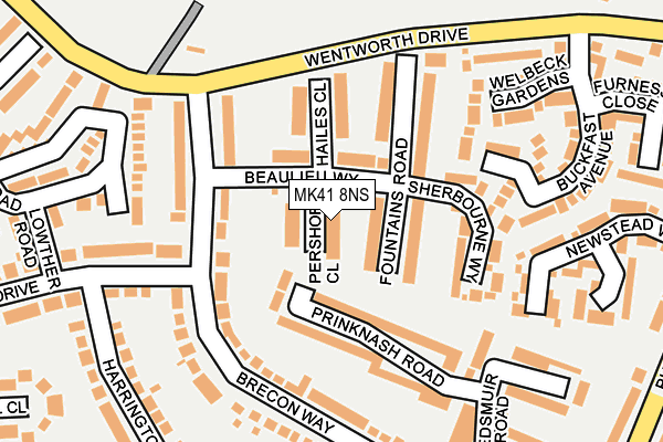 MK41 8NS map - OS OpenMap – Local (Ordnance Survey) MK41 8NS map - OS OpenMap – Local (Ordnance Survey)