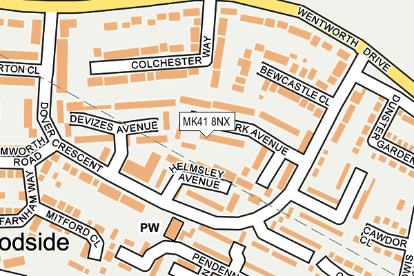 MK41 8NX map - OS OpenMap – Local (Ordnance Survey) MK41 8NX map - OS OpenMap – Local (Ordnance Survey)