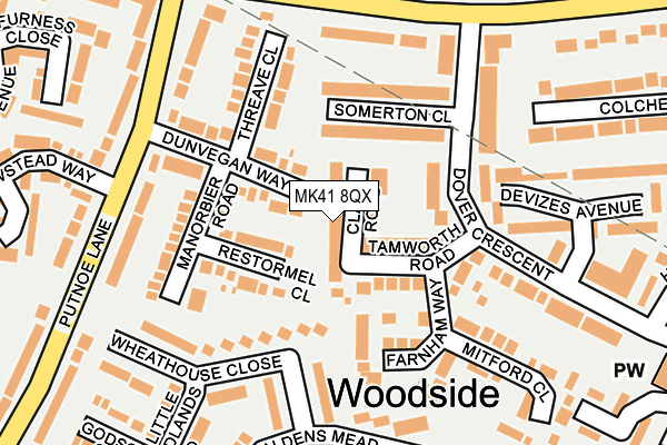 MK41 8QX map - OS OpenMap – Local (Ordnance Survey) MK41 8QX map - OS OpenMap – Local (Ordnance Survey)