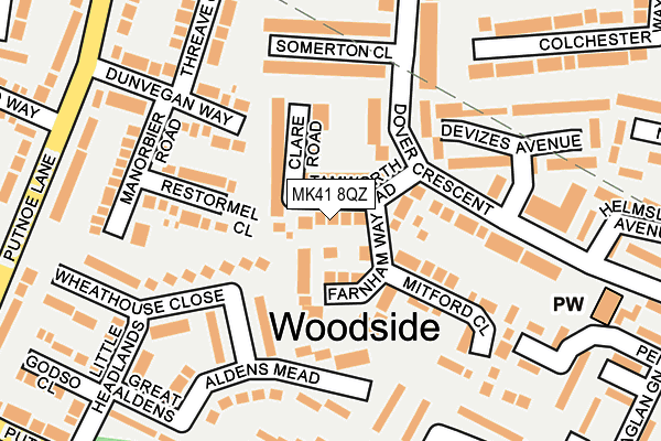 MK41 8QZ map - OS OpenMap – Local (Ordnance Survey) MK41 8QZ map - OS OpenMap – Local (Ordnance Survey)