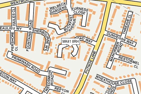 MK41 8RH map - OS OpenMap – Local (Ordnance Survey) MK41 8RH map - OS OpenMap – Local (Ordnance Survey)
