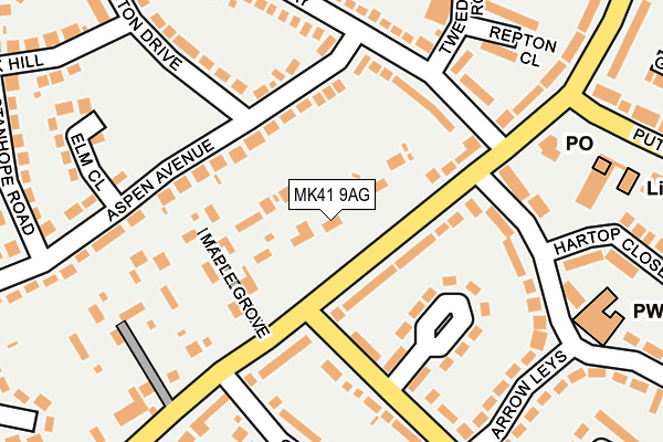 MK41 9AG map - OS OpenMap – Local (Ordnance Survey) MK41 9AG map - OS OpenMap – Local (Ordnance Survey)