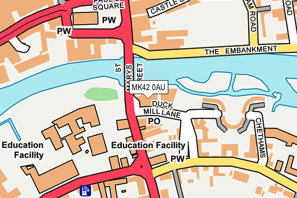 MK42 0AU map - OS OpenMap – Local (Ordnance Survey)