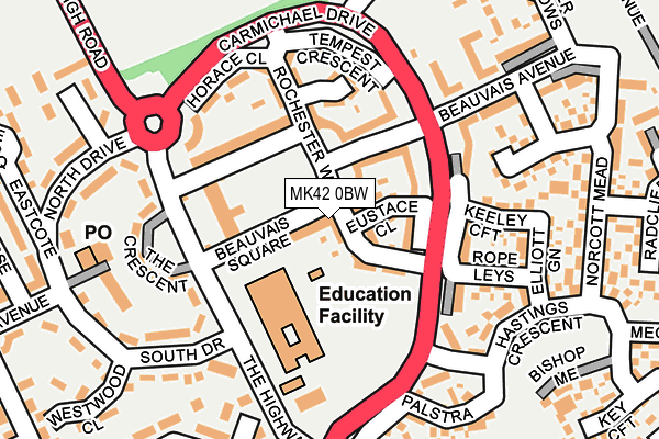 MK42 0BW map - OS OpenMap – Local (Ordnance Survey)