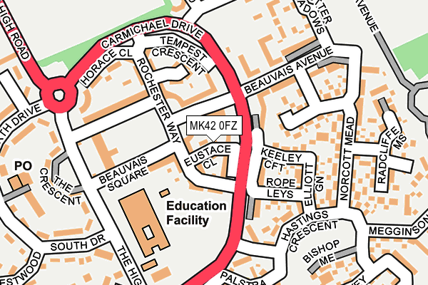 MK42 0FZ map - OS OpenMap – Local (Ordnance Survey)