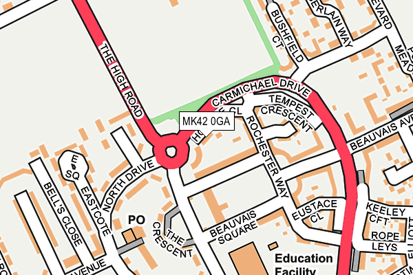 MK42 0GA map - OS OpenMap – Local (Ordnance Survey)