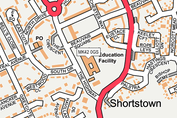 MK42 0GS map - OS OpenMap – Local (Ordnance Survey) MK42 0GS map - OS OpenMap – Local (Ordnance Survey)