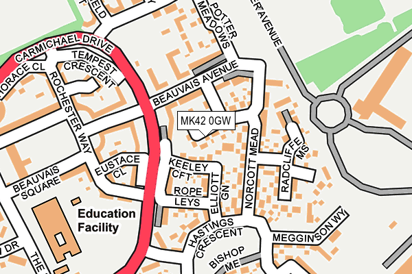 MK42 0GW map - OS OpenMap – Local (Ordnance Survey)