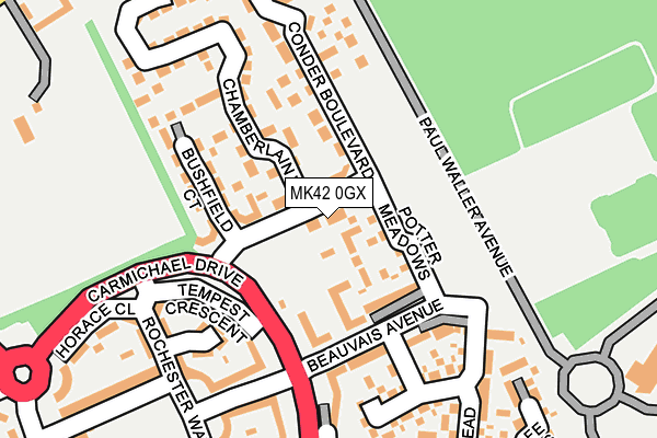 MK42 0GX map - OS OpenMap – Local (Ordnance Survey) MK42 0GX map - OS OpenMap – Local (Ordnance Survey)