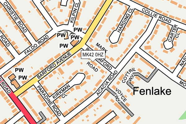 MK42 0HZ map - OS OpenMap – Local (Ordnance Survey)