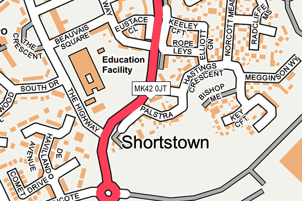 MK42 0JT map - OS OpenMap – Local (Ordnance Survey) MK42 0JT map - OS OpenMap – Local (Ordnance Survey)