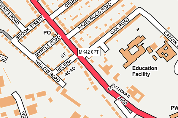 MK42 0PT map - OS OpenMap – Local (Ordnance Survey)