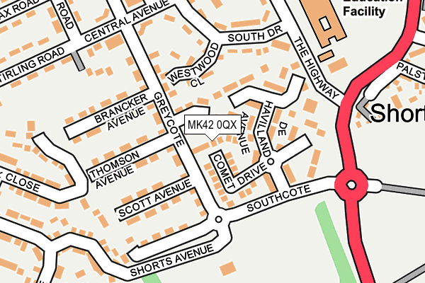 MK42 0QX map - OS OpenMap – Local (Ordnance Survey)