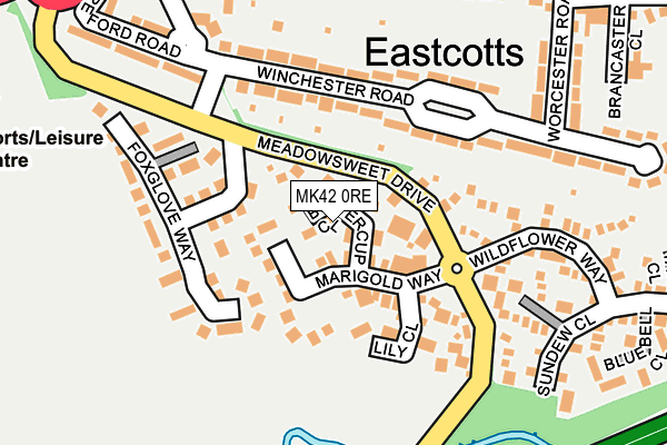 MK42 0RE map - OS OpenMap – Local (Ordnance Survey)
