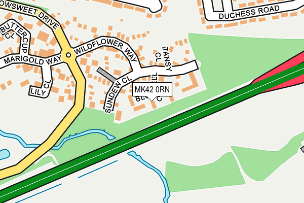 MK42 0RN map - OS OpenMap – Local (Ordnance Survey)