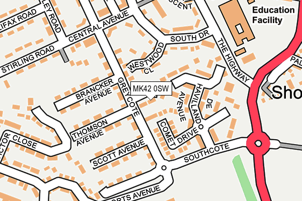 MK42 0SW map - OS OpenMap – Local (Ordnance Survey) MK42 0SW map - OS OpenMap – Local (Ordnance Survey)
