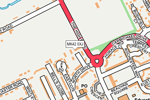 MK42 0XJ map - OS OpenMap – Local (Ordnance Survey) MK42 0XJ map - OS OpenMap – Local (Ordnance Survey)