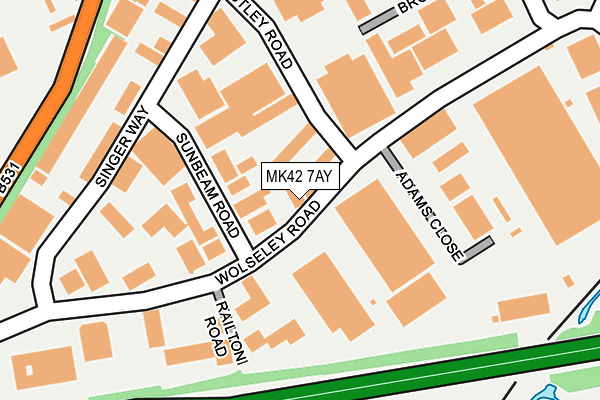 MK42 7AY map - OS OpenMap – Local (Ordnance Survey) MK42 7AY map - OS OpenMap – Local (Ordnance Survey)