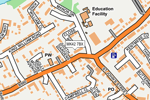 MK42 7BX map - OS OpenMap – Local (Ordnance Survey) MK42 7BX map - OS OpenMap – Local (Ordnance Survey)