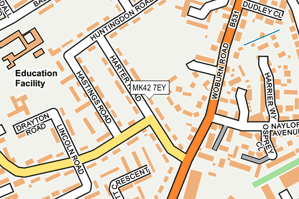 MK42 7EY map - OS OpenMap – Local (Ordnance Survey) MK42 7EY map - OS OpenMap – Local (Ordnance Survey)