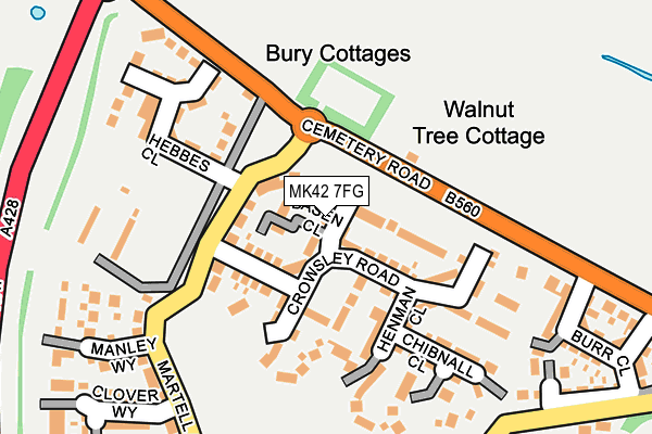 MK42 7FG map - OS OpenMap – Local (Ordnance Survey)