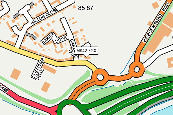 MK42 7GX map - OS OpenMap – Local (Ordnance Survey) MK42 7GX map - OS OpenMap – Local (Ordnance Survey)