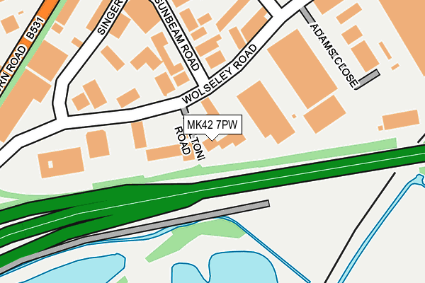 MK42 7PW map - OS OpenMap – Local (Ordnance Survey)