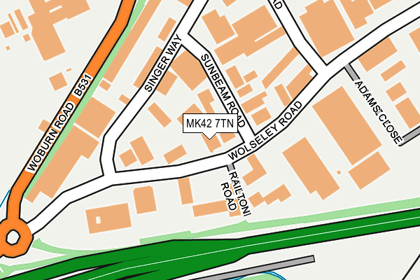 MK42 7TN map - OS OpenMap – Local (Ordnance Survey) MK42 7TN map - OS OpenMap – Local (Ordnance Survey)