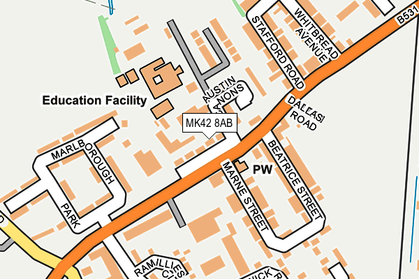 MK42 8AB map - OS OpenMap – Local (Ordnance Survey) MK42 8AB map - OS OpenMap – Local (Ordnance Survey)