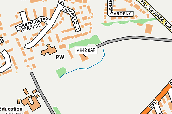 MK42 8AP map - OS OpenMap – Local (Ordnance Survey) MK42 8AP map - OS OpenMap – Local (Ordnance Survey)