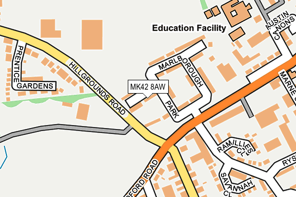 MK42 8AW map - OS OpenMap – Local (Ordnance Survey) MK42 8AW map - OS OpenMap – Local (Ordnance Survey)