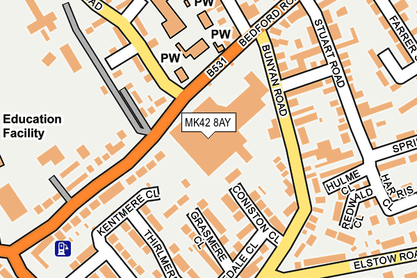 MK42 8AY map - OS OpenMap – Local (Ordnance Survey) MK42 8AY map - OS OpenMap – Local (Ordnance Survey)
