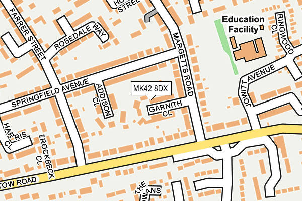 MK42 8DX map - OS OpenMap – Local (Ordnance Survey)