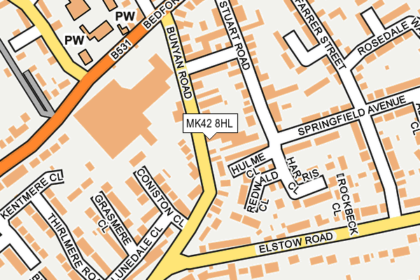MK42 8HL map - OS OpenMap – Local (Ordnance Survey) MK42 8HL map - OS OpenMap – Local (Ordnance Survey)