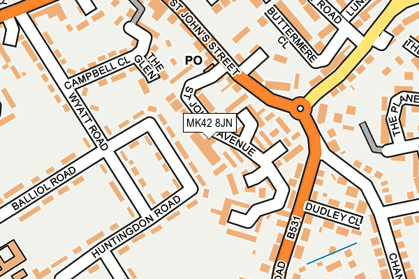 MK42 8JN map - OS OpenMap – Local (Ordnance Survey) MK42 8JN map - OS OpenMap – Local (Ordnance Survey)