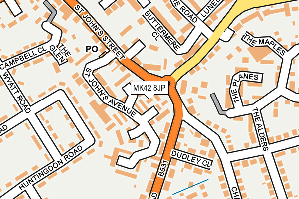 MK42 8JP map - OS OpenMap – Local (Ordnance Survey) MK42 8JP map - OS OpenMap – Local (Ordnance Survey)