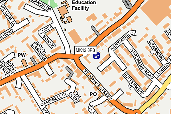 MK42 8PB map - OS OpenMap – Local (Ordnance Survey) MK42 8PB map - OS OpenMap – Local (Ordnance Survey)