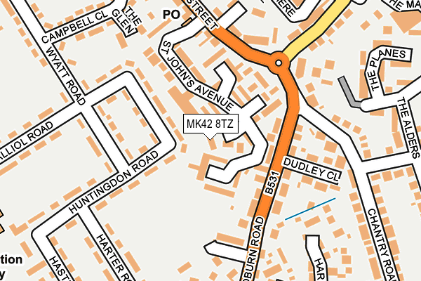 MK42 8TZ map - OS OpenMap – Local (Ordnance Survey) MK42 8TZ map - OS OpenMap – Local (Ordnance Survey)